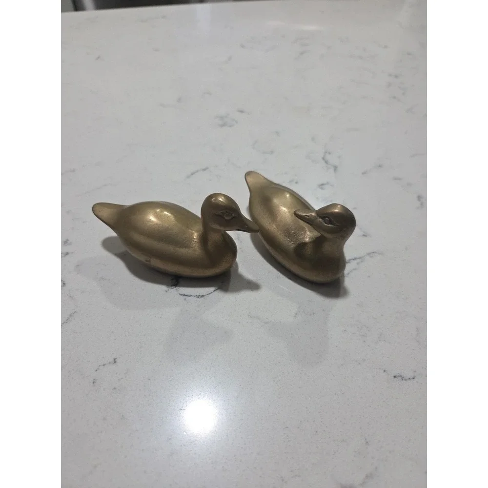 Brass Duck Figurines Paperweight 2 Small